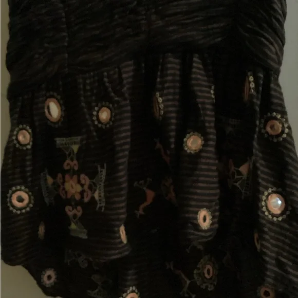 Free People Pink Flamingo Embroidered Halter Bohemian Strapless Top Size Medium - Picture 3 of 6